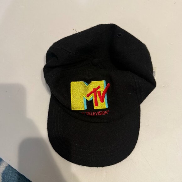 Vintage 90’s Rare Embroidered Wool MTV SnapBack Hat Made in USA Black - Picture 7 of 7